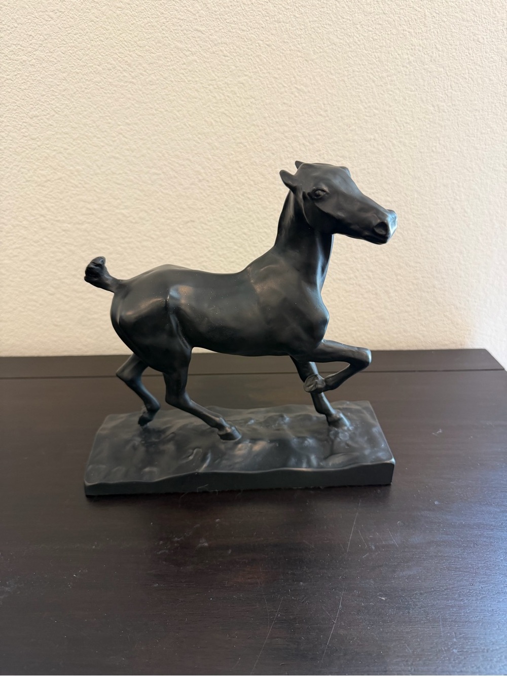 Matte Black Galloping Horse Sculpture - Unbranded